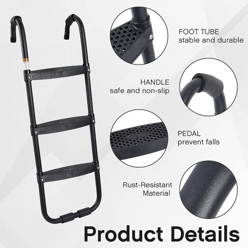 2 Pack Trampoline Ladder and Slide Set, 3 Step Wide Trampoline Safety Ladder Stairs and Strong Tear Resistant Trampoline Slide Ladder Universal Trampoline Accessories for Kid Climb up and Slide Down in Saudi Arabia