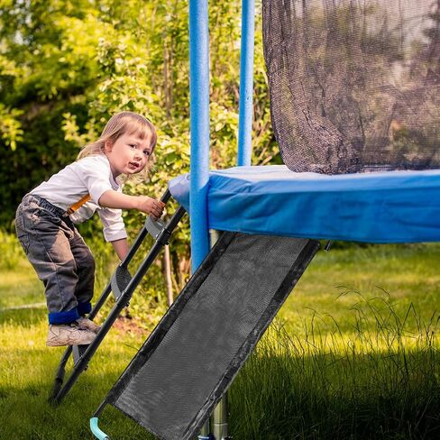 2 Pack Trampoline Ladder and Slide Set, 3 Step Wide Trampoline Safety Ladder Stairs and Strong Tear Resistant Trampoline Slide Ladder Universal Trampoline Accessories for Kid Climb up and Slide Down in Saudi Arabia