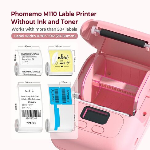 طابعة ملصقات الباركود Memoqueen M110، صانع ملصقات محمول لبطاقة الأسعار والشعار والعنوان والبريد والمنزل والمكتب والشركات الصغيرة، متوافقة مع الهواتف وأجهزة الكمبيوتر الشخصية باللون البرتقالي in Kuwait