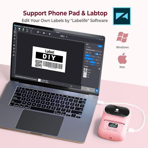 طابعة ملصقات الباركود Memoqueen M110، صانع ملصقات محمول لبطاقة الأسعار والشعار والعنوان والبريد والمنزل والمكتب والشركات الصغيرة، متوافقة مع الهواتف وأجهزة الكمبيوتر الشخصية باللون البرتقالي in Kuwait