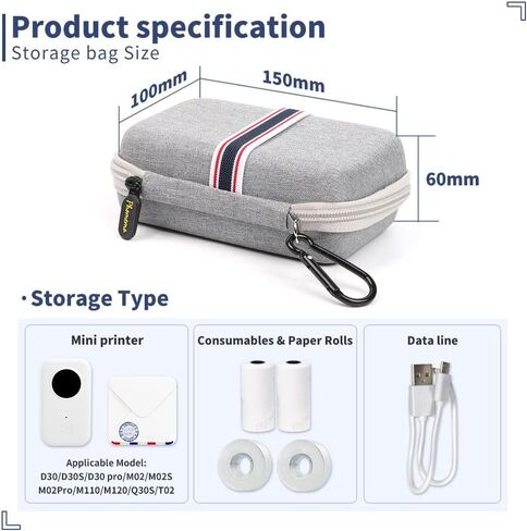 Phomemo Hard Carry Label Printer Case- Mini Label Maker Cover D30/P21/M110/M02/T02 Bluetooth Label Maker, Black in Kuwait