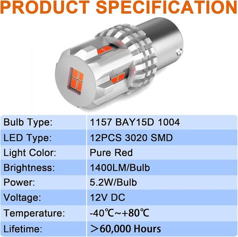 LED Front/Rear Turn Signal Light Bulbs 1156 LED Bulbs Amber Yellow 400% Brighter 7506 1156A 1003 1141 P21W LED Bulb for Blinker Parking Side Marker Brake Lights, Pack of 2 in Saudi Arabia