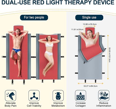 Red Light Therapy for Body - Full Body Red Light Therapy Mat, 71.0x33.33in, 2570Pcs 660nm & 850nm Lamp Beads, Designed for Full-Body Red Light Therapy for a More Complete Comfort Experience (Gray) in Saudi Arabia