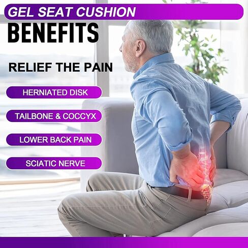 Gel Seat Cushion Pillow for Long Sitting – Office Chair Car Egg Seat Cushion with Non-Slip Cover for Back, Coccyx & Tailbone Pain Relief Pad - Pressure Reducing Honeycomb Designed for Comfort in Saudi Arabia