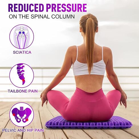 Gel Seat Cushion Pillow for Long Sitting – Office Chair Car Egg Seat Cushion with Non-Slip Cover for Back, Coccyx & Tailbone Pain Relief Pad - Pressure Reducing Honeycomb Designed for Comfort in Saudi Arabia