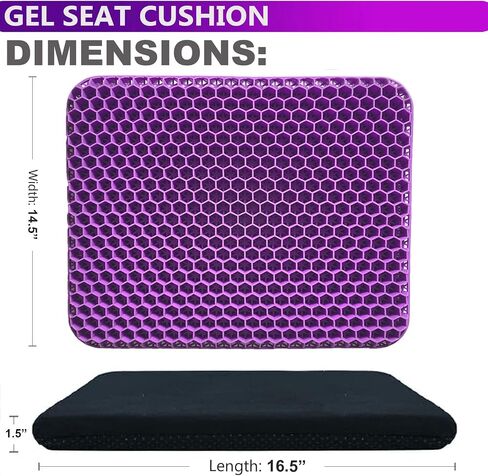 Gel Seat Cushion Pillow for Long Sitting – Office Chair Car Egg Seat Cushion with Non-Slip Cover for Back, Coccyx & Tailbone Pain Relief Pad - Pressure Reducing Honeycomb Designed for Comfort in Saudi Arabia