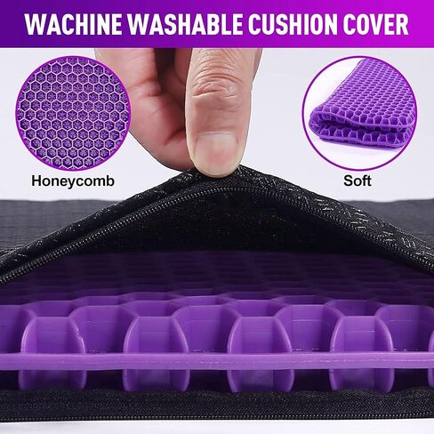 Gel Seat Cushion Pillow for Long Sitting – Office Chair Car Egg Seat Cushion with Non-Slip Cover for Back, Coccyx & Tailbone Pain Relief Pad - Pressure Reducing Honeycomb Designed for Comfort in Saudi Arabia