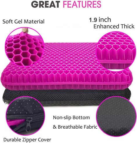 وسادة مقعد جل للجلوس لفترة طويلة - وسادة مقعد السيارة على شكل بيضة لكرسي المكتب مع غطاء غير قابل للانزلاق للظهر والعصعص ووسادة تخفيف آلام عظم الذيل - قرص العسل لتقليل الضغط مصمم للراحة in Kuwait