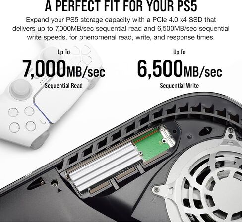 Corsair MP600 Elite 2TB M.2 PCIe Gen4 x4 NVMe SSD – Optimized for PS5 – Included Heatsink – M.2 2280 – Up to 7,000MB/sec Sequential Read – High-Density 3D TLC NAND – White in Saudi Arabia