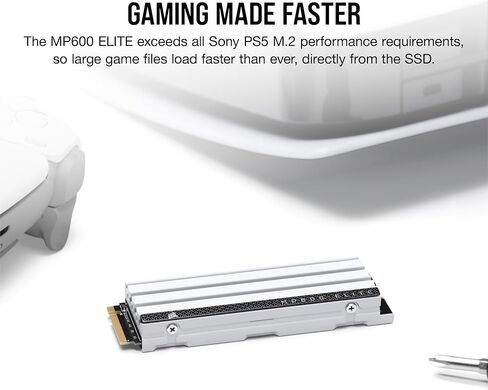 Corsair MP600 Elite 2TB M.2 PCIe Gen4 x4 NVMe SSD – Optimized for PS5 – Included Heatsink – M.2 2280 – Up to 7,000MB/sec Sequential Read – High-Density 3D TLC NAND – White in Saudi Arabia