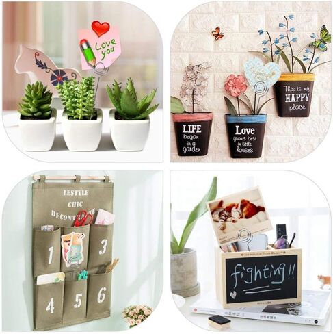 مكان حامل البطاقة، 50 قطعة من أسلاك المشبك المعدنية الفضية، صورة بطاقة مذكرة ورقية، حامل مشبك عرض للحرف اليدوية وصنع الهدايا، حامل مذكرة، حلقة حلقة in Kuwait