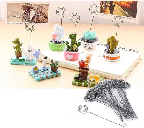 مكان حامل البطاقة، 50 قطعة من أسلاك المشبك المعدنية الفضية، صورة بطاقة مذكرة ورقية، حامل مشبك عرض للحرف اليدوية وصنع الهدايا، حامل مذكرة، حلقة حلقة in Kuwait