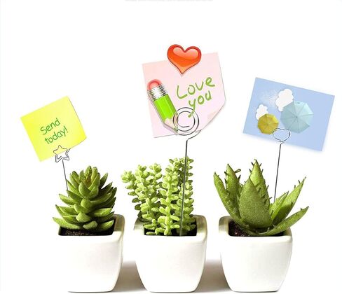 مكان حامل البطاقة، 50 قطعة من أسلاك المشبك المعدنية الفضية، صورة بطاقة مذكرة ورقية، حامل مشبك عرض للحرف اليدوية وصنع الهدايا، حامل مذكرة، حلقة حلقة in Kuwait