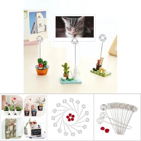 مكان حامل البطاقة، 50 قطعة من أسلاك المشبك المعدنية الفضية، صورة بطاقة مذكرة ورقية، حامل مشبك عرض للحرف اليدوية وصنع الهدايا، حامل مذكرة، حلقة حلقة in Kuwait