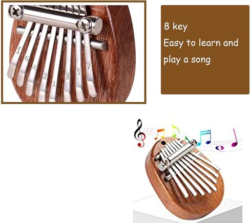 KoEiTop Mini Kalimba، 8 Key Kalimba Thumb Piano، Mini Thumb Piano، بيانو الإصبع المحمول، بيانو الجيب، هدية قلادة لعشاق الموسيقى الأطفال البالغين المبتدئين (الخشب)، (Z1) in Kuwait