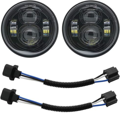 مصابيح أمامية LED مزدوجة 4.65 بوصة Hi/Lo Beam لمصابيح المصابيح الأمامية LED 6000K Fat Bob 2008-2016 مع محولات H4 إلى H13 in Saudi Arabia
