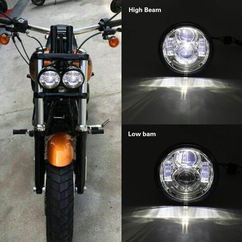 مصابيح أمامية LED مزدوجة 4.65 بوصة Hi/Lo Beam لمصابيح المصابيح الأمامية LED 6000K Fat Bob 2008-2016 مع محولات H4 إلى H13 in Saudi Arabia