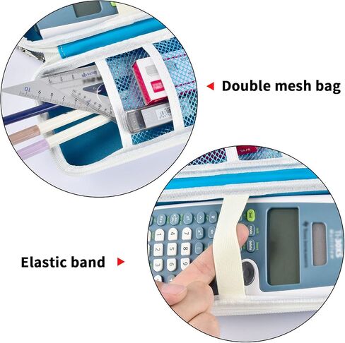 حافظة حاسبة سوداء لـ TI-30XS/TI-30XIIS/TI-30Xa/TI-36X Pro | غلاف EVA صلب، جيوب شبكية من طبقتين، حامل مرن، حزام معصم، 8.27 × 3.94 × 2.36 بوصة، حقيبة الامتحان المدرسي in Kuwait