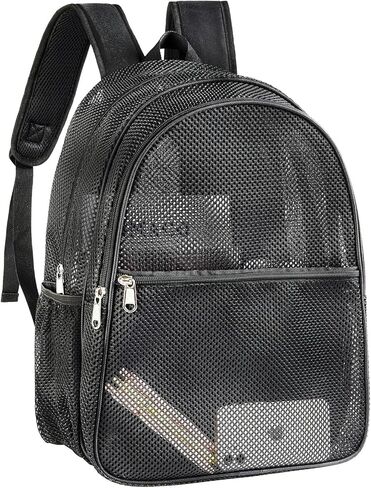 حقيبة ظهر شبكية من كوفاكس، حقيبة ظهر شبكية شديدة التحمل، حقيبة ظهر شبكية سوداء مع ظهر مبطن مريح للسفر والسباحة والشاطئ والرياضات الخارجية in Kuwait