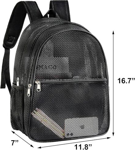 حقيبة ظهر شبكية من كوفاكس، حقيبة ظهر شبكية شديدة التحمل، حقيبة ظهر شبكية سوداء مع ظهر مبطن مريح للسفر والسباحة والشاطئ والرياضات الخارجية in Kuwait