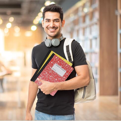 دفتر ملاحظات واسع النطاق، دفاتر تكوين كتاب تكوين واسع النطاق، ورق دفتر ملاحظات واسع القاعدة -9-3/4 × 7-1/2 بوصة - 100 ورقة (200 صفحة) - غلاف مخيط، غطاء رخامي متين، ألوان متنوعة - (4 in Saudi Arabia