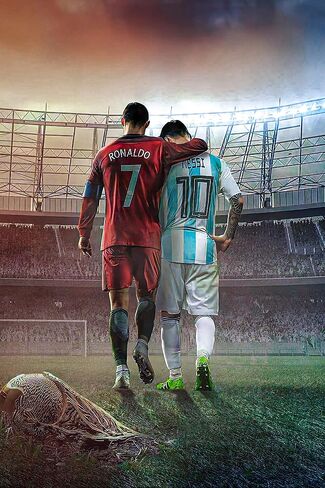 Mofanmi Art Football Stars Cristiano Ronaldo and Lionel Messi Canvas Poster Art Wall Decor (Unframed) 16in×24in(40cm×60cm) (Messi and Ronaldo) in Saudi Arabia