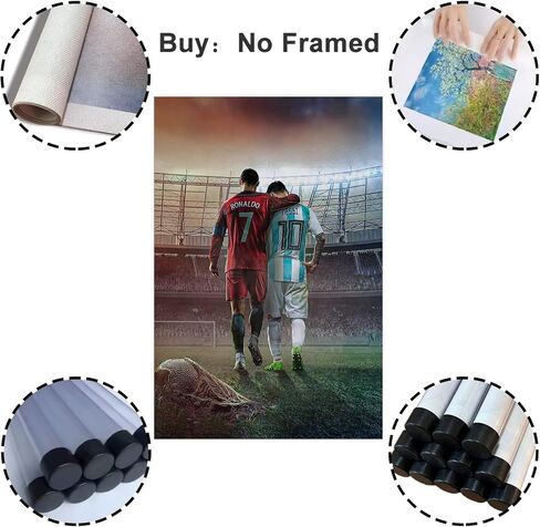 Mofanmi Art Football Stars Cristiano Ronaldo and Lionel Messi Canvas Poster Art Wall Decor (Unframed) 16in×24in(40cm×60cm) (Messi and Ronaldo) in Saudi Arabia
