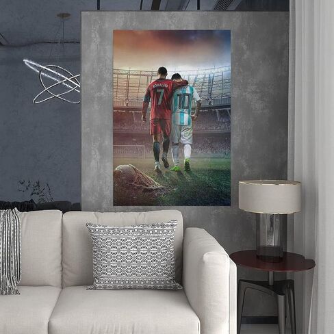 Mofanmi Art Football Stars Cristiano Ronaldo and Lionel Messi Canvas Poster Art Wall Decor (Unframed) 16in×24in(40cm×60cm) (Messi and Ronaldo) in Saudi Arabia