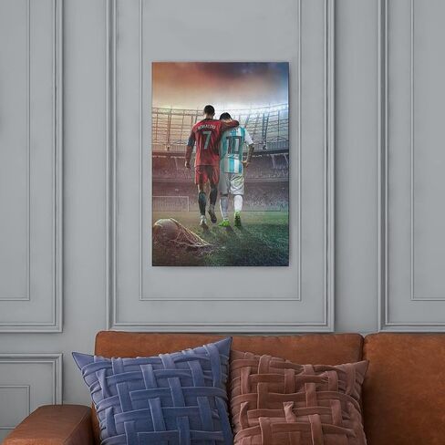 Mofanmi Art Football Stars Cristiano Ronaldo and Lionel Messi Canvas Poster Art Wall Decor (Unframed) 16in×24in(40cm×60cm) (Messi and Ronaldo) in Saudi Arabia