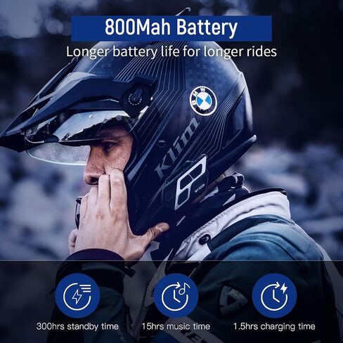 سماعة رأس بلوتوث LEXIN ET-COM للدراجات النارية، نظام اتصالات خوذة 2 راكبين 1200 متر، خوذة مكبرات صوت هاي فاي اتصال داخلي مع مساعد صوت/راديو FM/6 أغطية DIY/بطارية IP67 مقاومة للماء/800 مللي أمبير في الساعة، حزمة مزدوجة in Kuwait