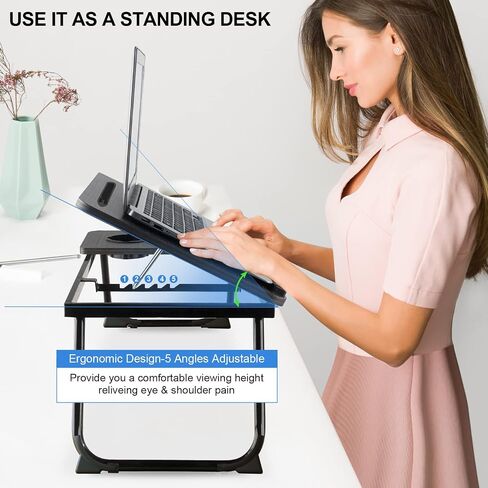 Lap Desk - Fits up to 17 inches Laptop Desk for Bed and Sofa,Portable Bed Trays for Eating Writing Reading Notebook Holder & Stand,Adjustable & Foldable in Saudi Arabia