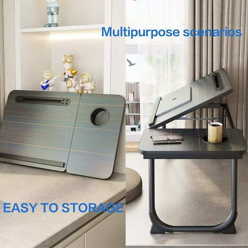 Lap Desk - Fits up to 17 inches Laptop Desk for Bed and Sofa,Portable Bed Trays for Eating Writing Reading Notebook Holder & Stand,Adjustable & Foldable in Saudi Arabia