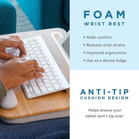 LAPGEAR Memory Foam Lap Desk with Wrist Rest and Media Slot - Medium - Black Carbon - Fits up to 15.6 Inch Laptops and Most Tablet Devices - Style No. 91338 in Saudi Arabia