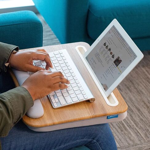 LAPGEAR Memory Foam Lap Desk with Wrist Rest and Media Slot - Medium - Black Carbon - Fits up to 15.6 Inch Laptops and Most Tablet Devices - Style No. 91338 in Saudi Arabia