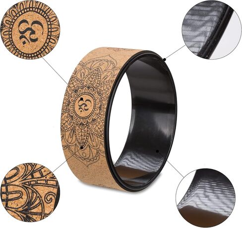 Wood Yoga Wheel Set, Cork Yoga Wheel, Yoga Block 2 Pack 9"x6"x3", Yoga Wheel Bag, 4 in 1. in Saudi Arabia