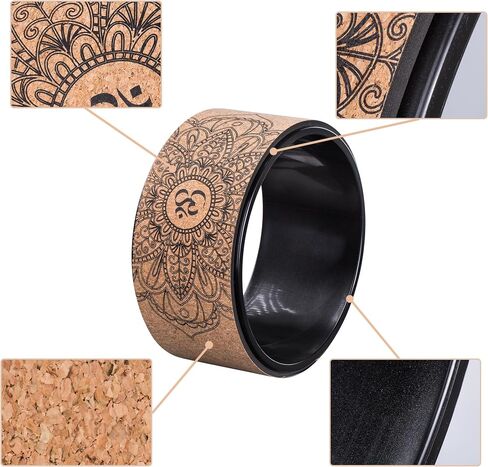 Wood Yoga Wheel Set, Cork Yoga Wheel, Yoga Block 2 Pack 9"x6"x3", Yoga Wheel Bag, 4 in 1. in Saudi Arabia