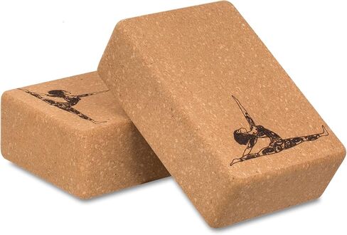 Wood Yoga Wheel Set, Cork Yoga Wheel, Yoga Block 2 Pack 9"x6"x3", Yoga Wheel Bag, 4 in 1. in Saudi Arabia