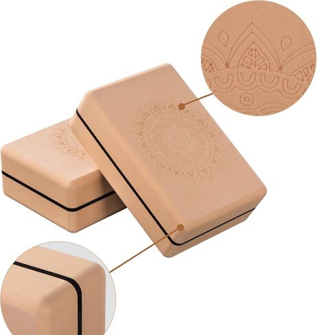 Wood Yoga Wheel Set, Cork Yoga Wheel, Yoga Block 2 Pack 9"x6"x3", Yoga Wheel Bag, 4 in 1. in Saudi Arabia