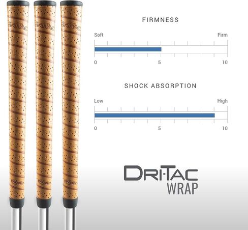 مقبض جولف WINN DRI-TAC كبير الحجم (+1/8")، تصميم كلاسيكي على شكل لف مع خطوط واضحة لتوفير الراحة القصوى، بوليمر WinnDry لامتصاص الصدمات، وسادة وعدم الانزلاق، أداء مناسب لجميع الأحوال الجوية in Kuwait