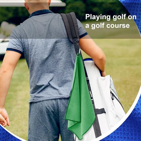 Batiyeer 12 Pcs Golf Towel Bulk for Golf Bags 16'' x 16'' Microfiber Fabric Golf Towel with Clip Waffle Pattern Golf Towel for Golf Bags, Fitness, Camping, Hiking, Yoga (Black, Gray, Blue) in Kuwait