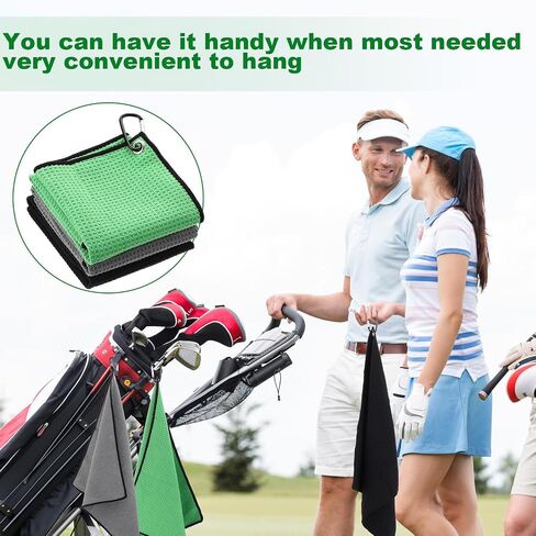 Batiyeer 12 Pcs Golf Towel Bulk for Golf Bags 16'' x 16'' Microfiber Fabric Golf Towel with Clip Waffle Pattern Golf Towel for Golf Bags, Fitness, Camping, Hiking, Yoga (Black, Gray, Blue) in Kuwait