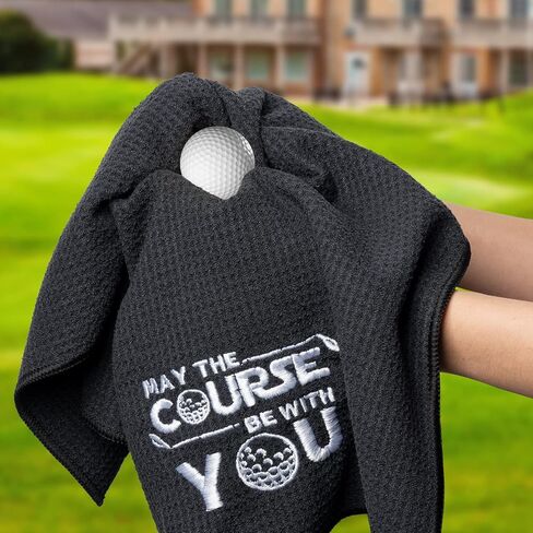 R HORSE 2Pcs Funny Golf Towel Retirement Golf Towel Gift for Men Microfiber Embroidered Golf Towels for Golf Bags with Clip, Golf Towel Accessories Christmas Birthday Gift for Grandpa Father Golf Fan in Kuwait