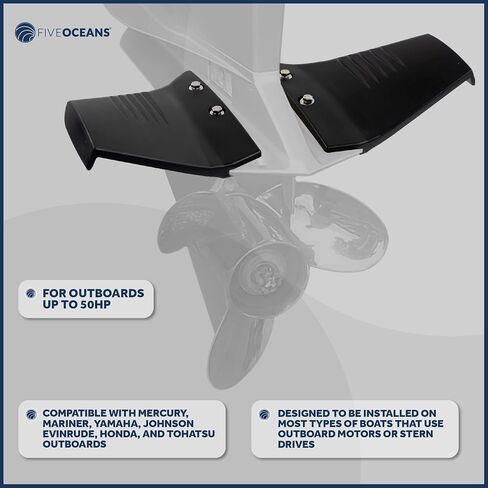 Five Oceans Hydrofoil, Hydrofoil for Outboard Motor, Hydro-Stabilizer Fins for Outboards and Stern Drive, Up to 50HP, Black - FO4470 in Saudi Arabia