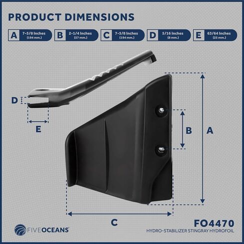 Five Oceans Hydrofoil, Hydrofoil for Outboard Motor, Hydro-Stabilizer Fins for Outboards and Stern Drive, Up to 50HP, Black - FO4470 in Saudi Arabia