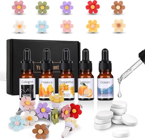 4 عبوات من مشابك معطر هواء السيارة اللطيفة مع 4 قطع من وسادات استبدال العطور الصلبة ومشبك عطر السيارة وإكسسوارات الديكور الداخلي للسيارة للرجال/النساء، أفضل هدية لصديق in Saudi Arabia