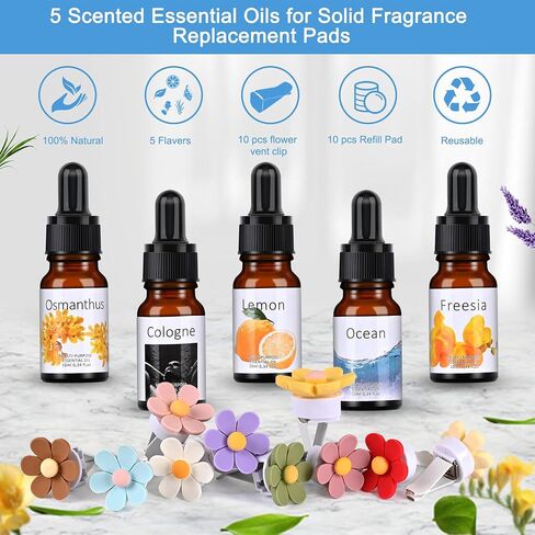 4 عبوات من مشابك معطر هواء السيارة اللطيفة مع 4 قطع من وسادات استبدال العطور الصلبة ومشبك عطر السيارة وإكسسوارات الديكور الداخلي للسيارة للرجال/النساء، أفضل هدية لصديق in Saudi Arabia