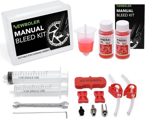 Brake Bleed Kit for Shimano - Brake Bleeder Kit with 120ml Hydraulic Mineral Oil, 2 Metal Connectors Compatible with Shimano for Hydraulic Disc Brakes, Step by Step in The Video in Kuwait