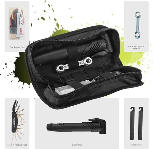 ROCKBROS Bike Tool Kit Bike Repair Kit with Bike Tire Pump, Multi-Function Tool, Portable Patches Emergency Fixes Maintain Bike Tool Bag Easy to Carry in Saudi Arabia