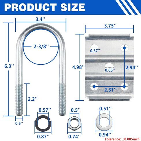 مجموعة واحدة من مجموعة مسامير المقطورة على شكل حرف U لمحور مستدير بوزن 3500 رطل 2-3/8 بوصة، وطول 6-1/4 بوصة، وقطر 1/2 بوصة، ومجموعات مسامير على شكل حرف U لمحور المقطورة على شكل حرف U بوزن 3500 رطل in Kuwait