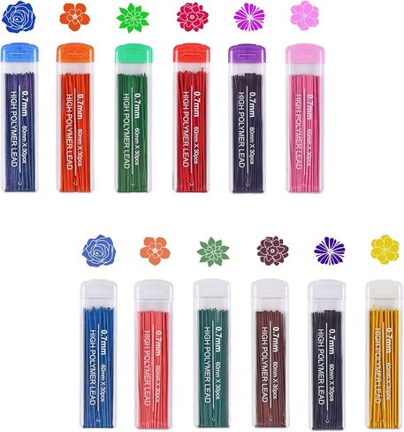 12 Colors 360 Pieces Color Lead Refills Colored Pencils Lead, 0.7 mm HB (12 Colors) in Kuwait